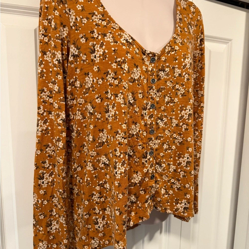 American Eagle soft & sexy slub floral top tee shirt small s - Picture 2 of 3